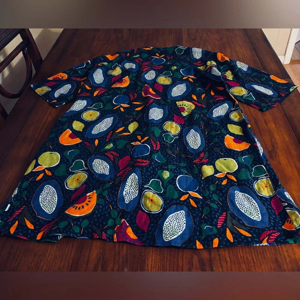 Gudrun Sjoden Large Linen Tropical Fruit dress - Swedish Designer MUMU like - Picture 6 of 6